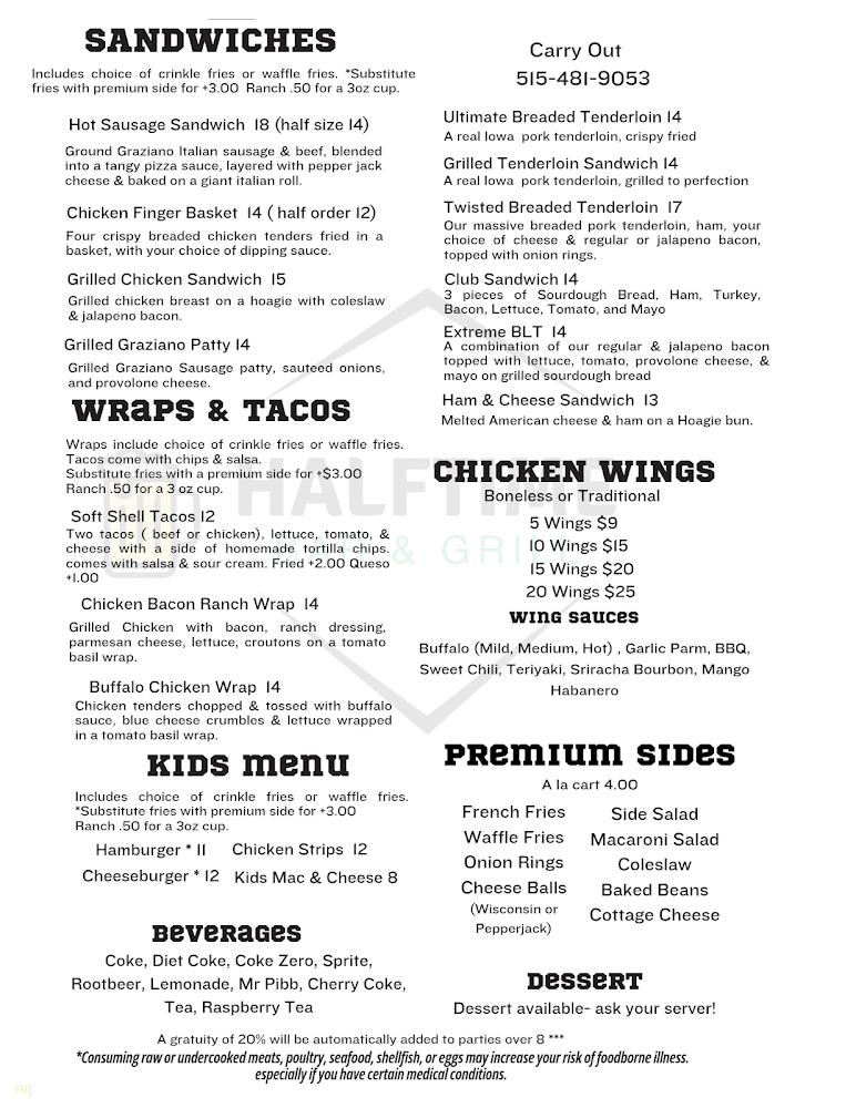 Halftime Bar & Grill Menu image 1
