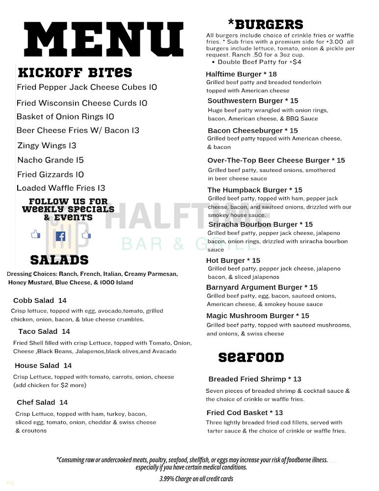 Halftime Bar & Grill Menu image 2